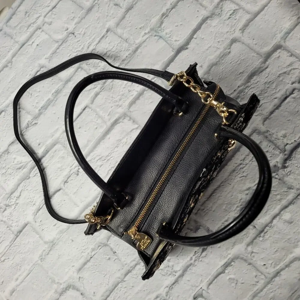 Mobwife Betsey Johnson Evening Prowl Velvet & Leopard Sequin Convertible Satchel